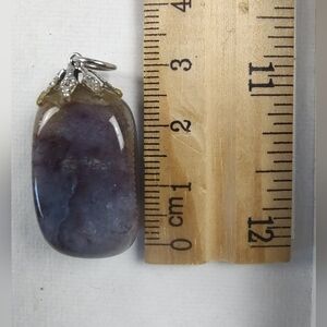 Amethyst-Tone Polished Stone Pendant Necklace with Silver Bail